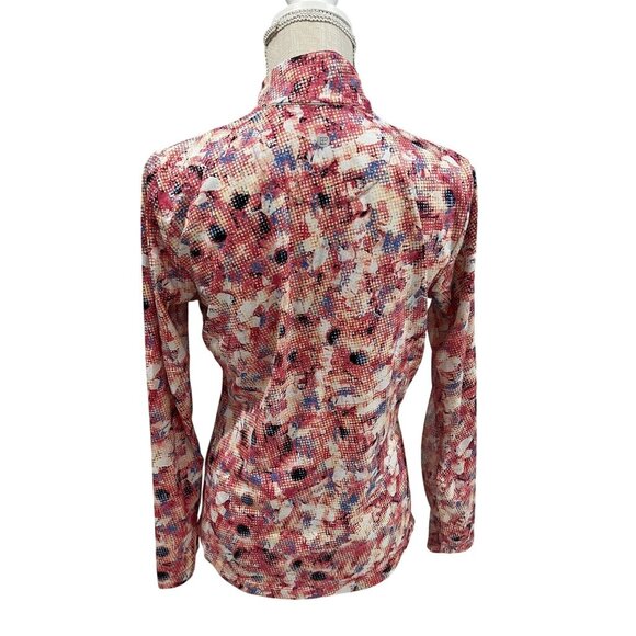 EP New York Bold Floral Pattern Long-Sleeve Zip-Up Blouse Womens M - Picture 3 of 10
